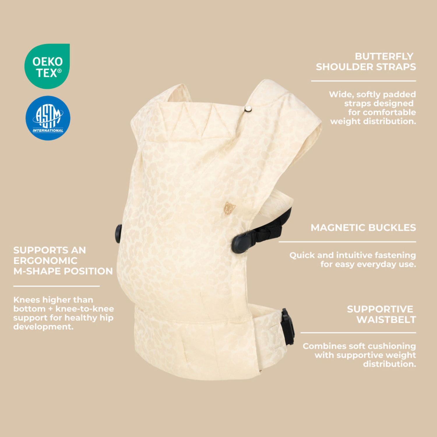 Bowie Baby Carrier Beige Leopard